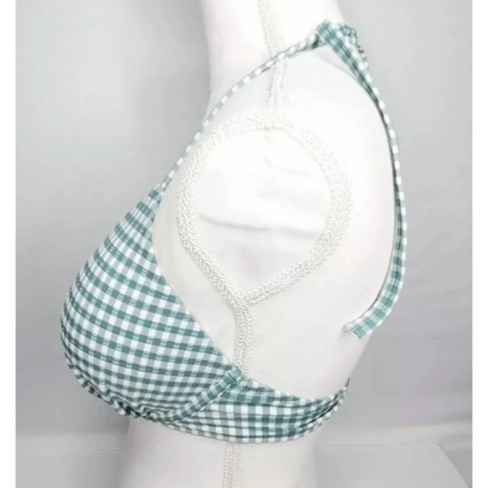 Shade & Shore Green/White Plaid Swimsuit Top 34DD